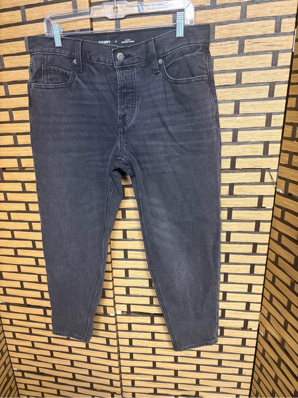 Old navy black high rise slouchy taper jeans size 6